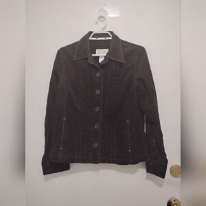 Jones New York Sport Brown Corduroy Stretch Jacket Size Small